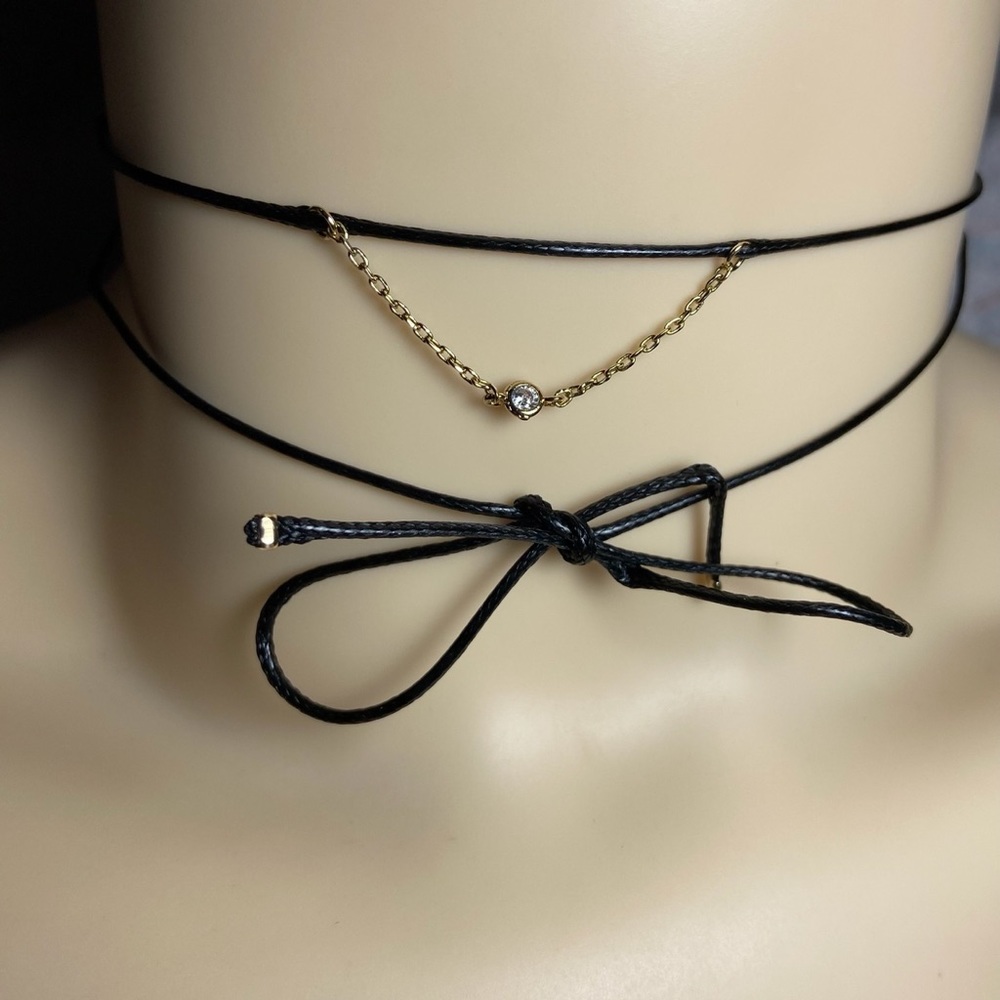 Dainty Black Wrap BowTie Bracelet Choker Necklace